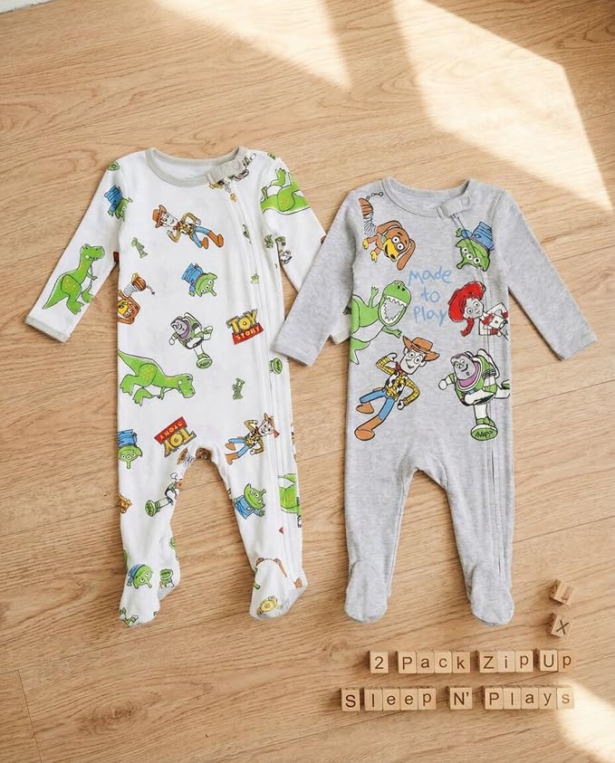 Disney Baby Boys' 2-Pack Footed One-Piece Sleep N' Play Newborn to Infant
