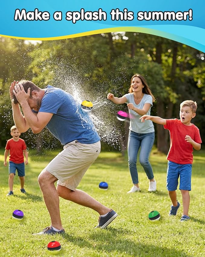 Reusable Water Balloons 12 Pcs, Refillable Self-Sealing Water Bombs, Quick Fill Silicone Water Balls for Kids, Non-Magnetic Splash Toys for Outdoor Summer Fun, Pool Beach Backyard Water Park Games