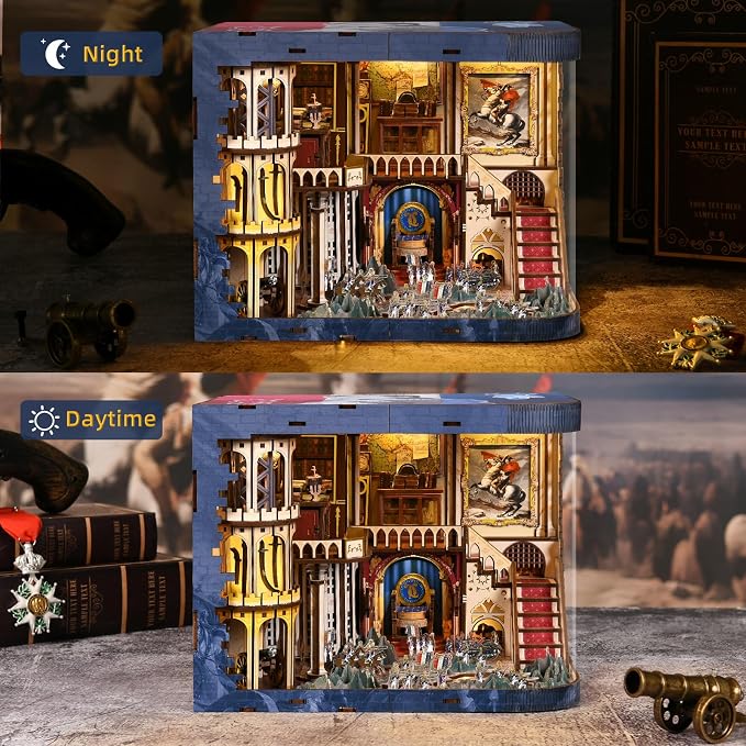 CCCDF Book Nook Kit, DIY Miniature Dollhouse Booknook Kit for Adults and Teens, 3D Wooden Puzzle Booknook Tiny House Bookshelf Decor, Gifts for Family Friens (Napoleon)