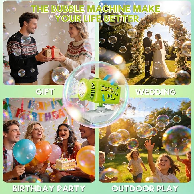 Upgraded Rechargeable Camera Bubble Machine, Bubble Maker for Kids with LED Light, Auto 360° Rotation, Large Bubbles, Type-C Charge, Outdoor Toys Gifts for Wedding, Birthday, Parties, Easter