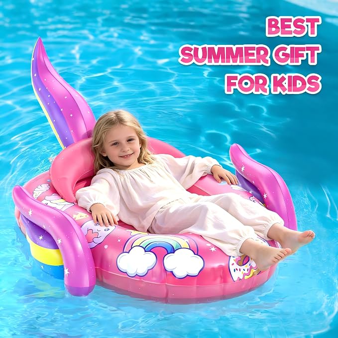 Kids Pool Floats with Water Gun, Toddler Inflatable Pool Toys for Kids Age 3-8 Years Old, Summer Outdoor Water, Beach, Swimming Pool Toys Gift for Girls