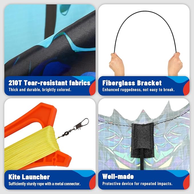 SGftre Complete Kite with Handle, Line & Accessories,Easy to Fly for Kids & Adults, Perfect for Beach, Park, Family Outdoor Activities