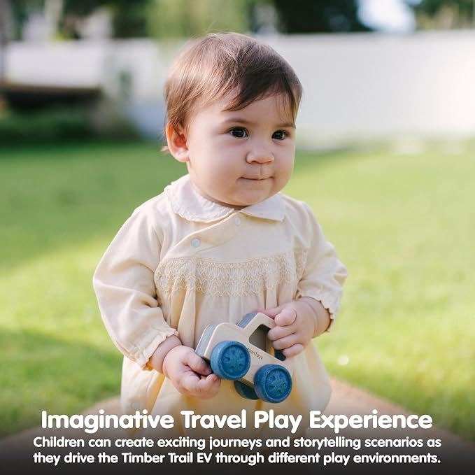 PlanToys® Wooden Timber Trail EV | Montessori Push and Roll Toy for Fine Motor Skills, Coordination and Cause and Effect Learning | Eco Friendly Baby Toy for Sensory and Active Play