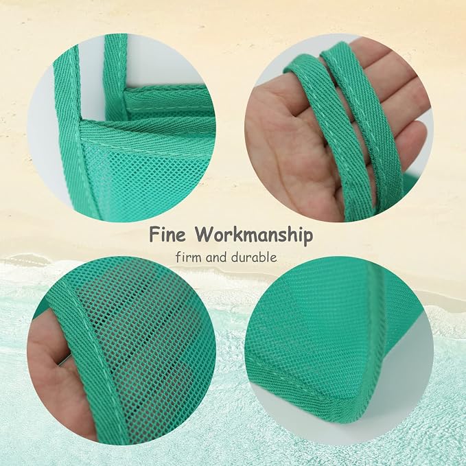 Mesh Beach Tote Bag for Sand Toys Kids Women Foldable Lightweight Durable Outdoor Shopping Travel Swim