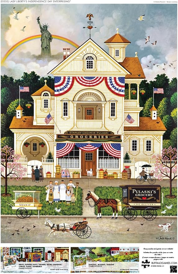 Buffalo Games Charles Wysocki Lady Liberty 1000 Piece Jigsaw Puzzle - 26.75 x 19.75 in, Ages 14+ - Bonus Poster - Precision Cut - Jigsaw Puzzles 1000 Pieces