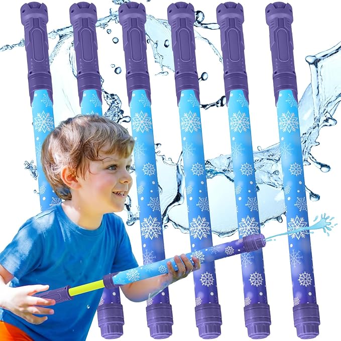 Halloscume 6 Pcs Snowflake Water Guns Bulk Party Favors for Kids 15.75" Water Squirters Blaster Shooters for Summer Swimming Pool Beach Birthday Gifts Supplies