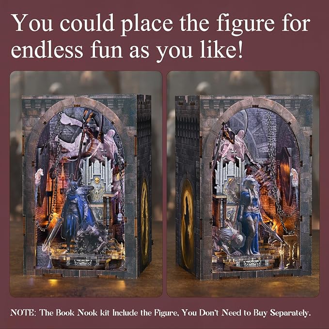 CCCDF Book Nook Kit - Miniature Booknook Tiny House Bookshelf Decor 3D Wooden Puzzle, DIY Miniature House Dollhouse Kit for Adults, Gifts for Family and Friends (Throne of Bones)