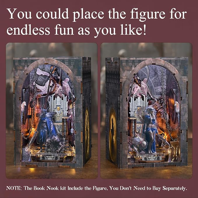 CCCDF Book Nook Kit - DIY Miniature House Dollhouse Kit, Tiny House Booknook Bookshelf for Adults and Teens, Gifts for Family Friends (Throne of Bones)