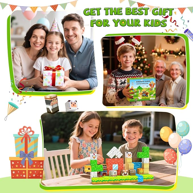 Hiwawind Magnetic Building Blocks Farm Animals, STEM Sensory Magnet Cubes, Montessori Educational Toys for 3 4 5 6 7 8 Year Old Boys & Girls, Birthday Gift