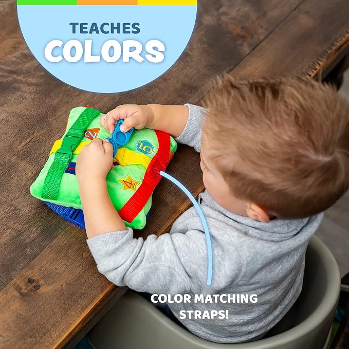 Buckle Toy - Buster Square - Learning Activity Toy - Develop Fine Motor Skills and Problem Solving - Easy Travel Toy - Educational Classroom Must Have