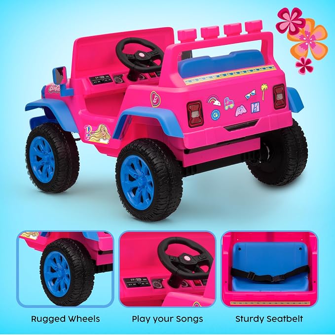 Barbie - Ride On Toy for Kids, LED Headlights, Music and Horn