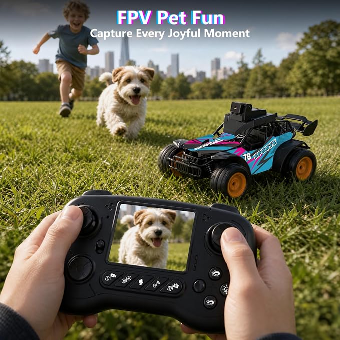 RC Car with Camera, RC Truck, FPV Remote Control Car, 2.4GHz 2.8" Screen, 60° Adjustable Camera, Live Video, APP/Radio Dual Control, 2 Speeds, Rechargeable Off-Road RC Cars, Gift for Adults&Kids