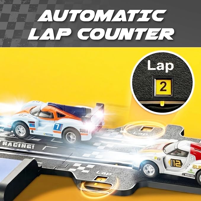 Slot Car Race Track Sets, Slot Cars - Electric Race Car Track Set, 2 High Speed Race Tracks for Kids Ages 4-8, Gifts Toys for Boys and Girls