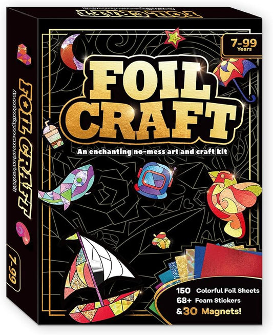 FLUXOJOY Foil Art Craft Kits for Kids, Mess -Free Fun Activity Set for Child, DIY Printing Craft Kit, Birthday Party Gifts for Ages 4 5 6 7 8 9 10 11 12 and Up, Art Travel Toys for Boys Girls