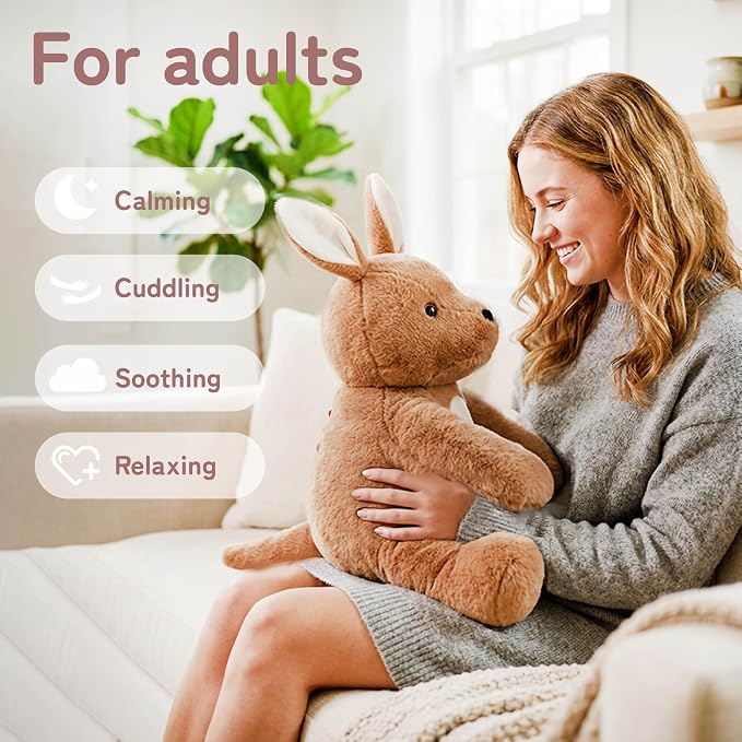 Niuniu Daddy 14" | 3.5 Pound Kangaroo Weighted Stuffed Animals for Kids & Adults, Large Weighted Plushies Pillow for Sleeping and Calming, Cute Sitting Plush Toy Huggable Gift for Everyday Comfort