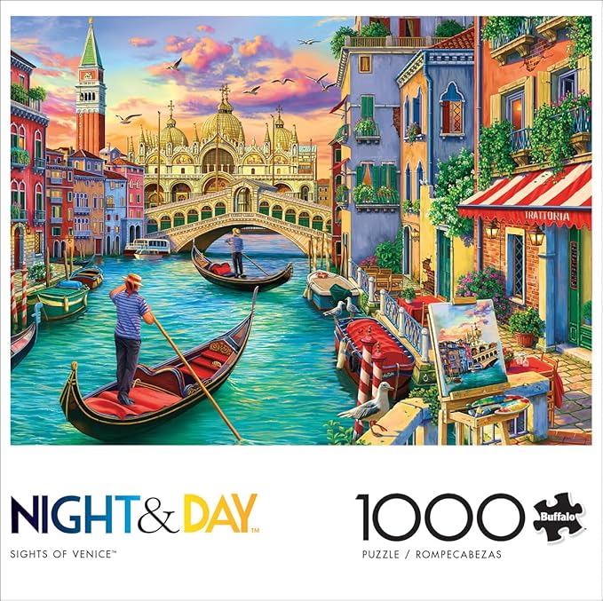 Buffalo Games Image World - Sights of Venice - 1000 Piece Jigsaw Puzzle - 26.75 x 19.75 in, Rectangular - Scenic Venice View - Adult Puzzles - Bonus Reference Diagram
