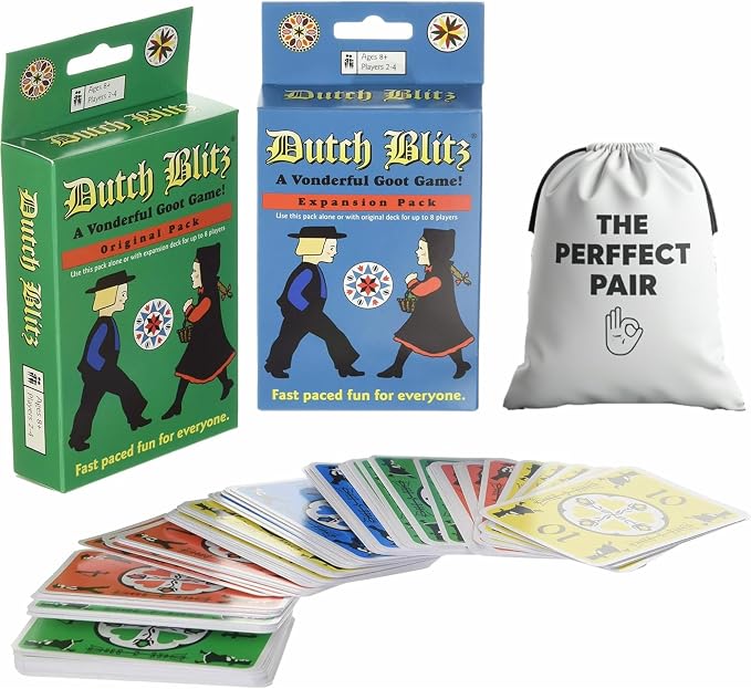 Original Dutch Blitz Card Game and Purple Expansion Pack Bundle with Storage Bag (Orginal)