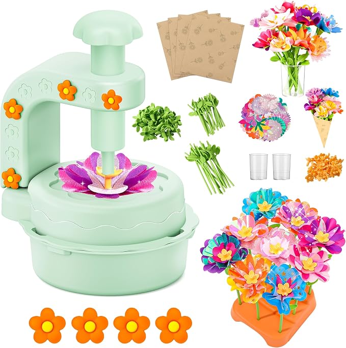Fabric Flower Bouquets Toys,DIY Craft Kits for Kids,Arts and Crafts Toy for 3+ Year Old Girls,Flowers Market Toy,Build Your Flower Bouquet,Educational Preschool Learning Toys for Birthday,Christmas