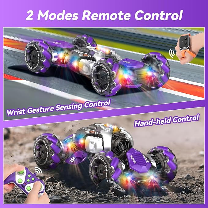 Nicella Gesture Sensing RC Stunt Car, Remote Control Cars Transformer Toys for Age 5-7 6-12 8 9 10 11 Yr Boys Girls Birthday Halloween, 2.4Ghz Hand Control 360° Rotating Toys Car