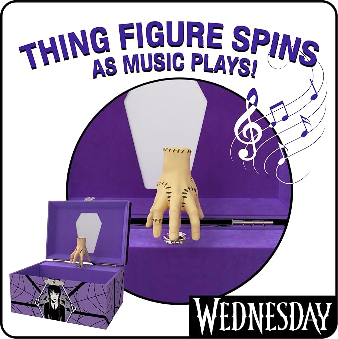 Wednesday Jewelry Box for Girls Musical Jewelry Box with Spinning Figurine, Wednesday Addams Toys for Kids Ages 3-5