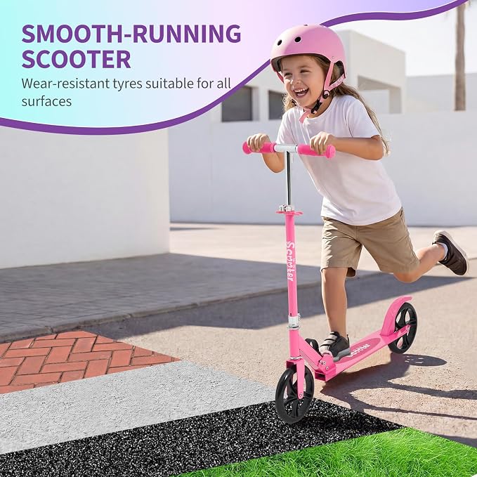 Kick Scooter for Ages 6+,Foldable Lightweight 8IN Big Wheels Scooter for Kids, Teen and Adults, 3 Adjustable Levels