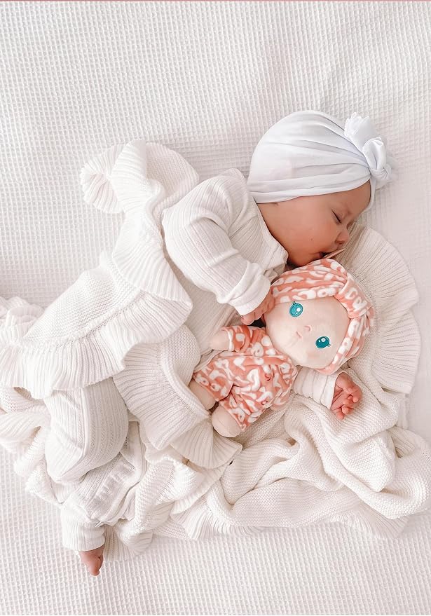 LeyaDoll Soft Baby Doll Gift Set - First Baby Doll Accessories Plush Rag Sleeping Cuddle Buddy Doll Toy Mini Pink Set for Kids Girls (9'') - Pudding Baby-Light