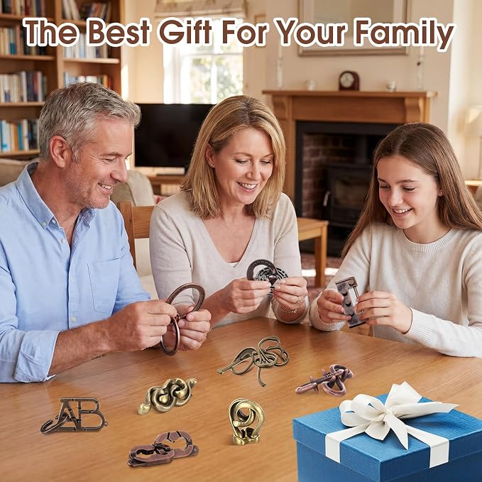 Wettarn 9 Pcs Metal Brain Teaser Puzzles 3D Steel Puzzle Set for Adults IQ Logic Challenge Disentanglement Unlock Interlocking Games Smart Logic Test Toys for Adults Mind Challenge(Fashion Style)