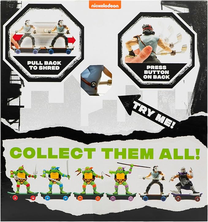 Teenage Mutant Ninja Turtles Toy, Casey Jones Sewer Shredder Pullback Skateboard, Classic Edition for Kids, 5-Inch TMNT Collectible, Ages 3+