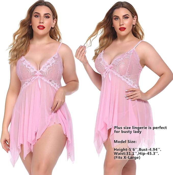 Avidlove Lingerie for Women Lace Babydoll Sleepwear Boudoir Outfits Plus Size Langeray XS-5XL