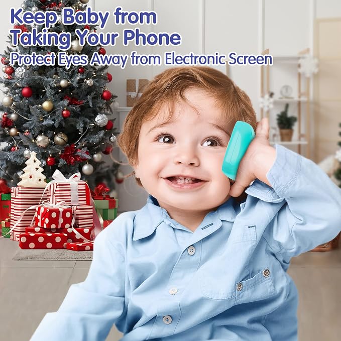 Toys for 1 Year Old Boy, 15 Functions Phone Baby Toys 6-12 Months, Baby Cell Phone 12-18 Months, Learning Toys for Toddlers 1-3, Easter Basket Stuffers - Cyan