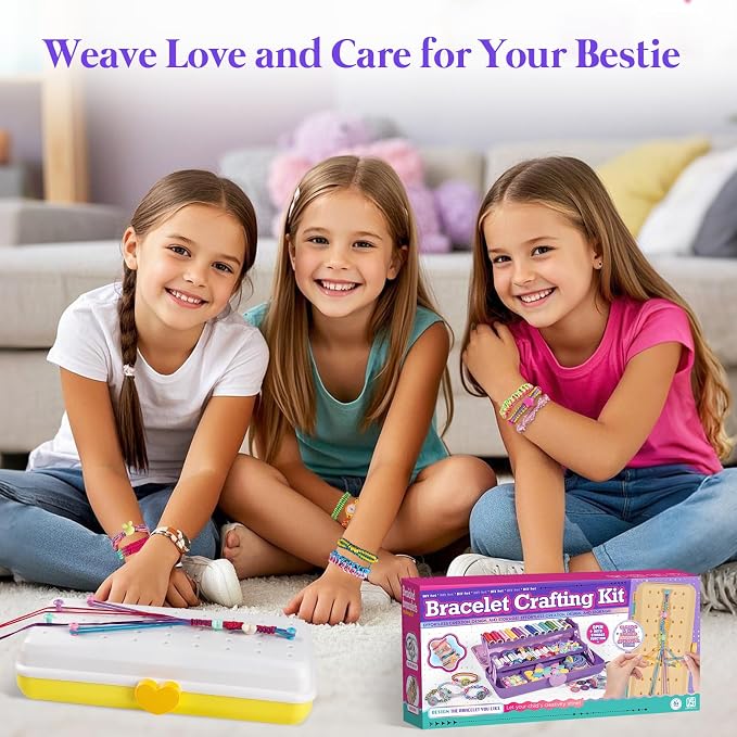 TingingYuli Friendship Bracelet Making Kit for Girls Ages 8-12, DIY String Bracelet Maker with 3-Layer Storage Box, Jewelry Making Kit Arts and Crafts Toy Gift for Kids Ages 6-12