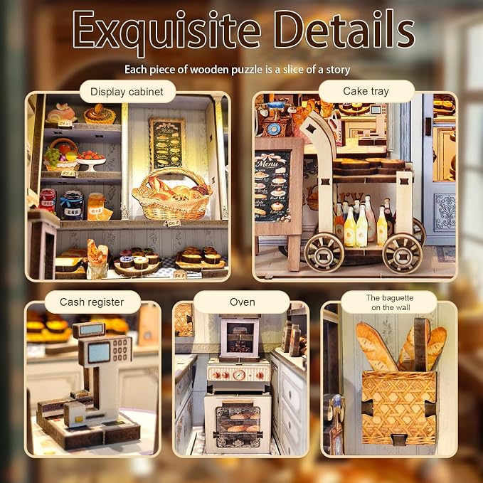 Book Nook Kits for Adults - DIY Miniature Bakery & Patisserie Dollhouse |Cozy 3D Wooden Puzzle, a Thoughtful Gift for Easter,St. Patrick’s Day, Holidays, Family, Friends, Girlfriend&Classmates