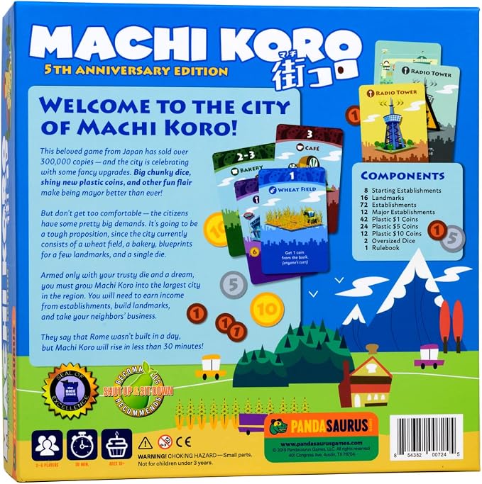 Machi Koro Board Game The Ultimate City-Building Game! Fast-Paced Dice Rolling Strategy Game for Kids and Adults, Ages 8+, 2-4 Players, 30 Minute Playtime, Made by Pandasaurus Games