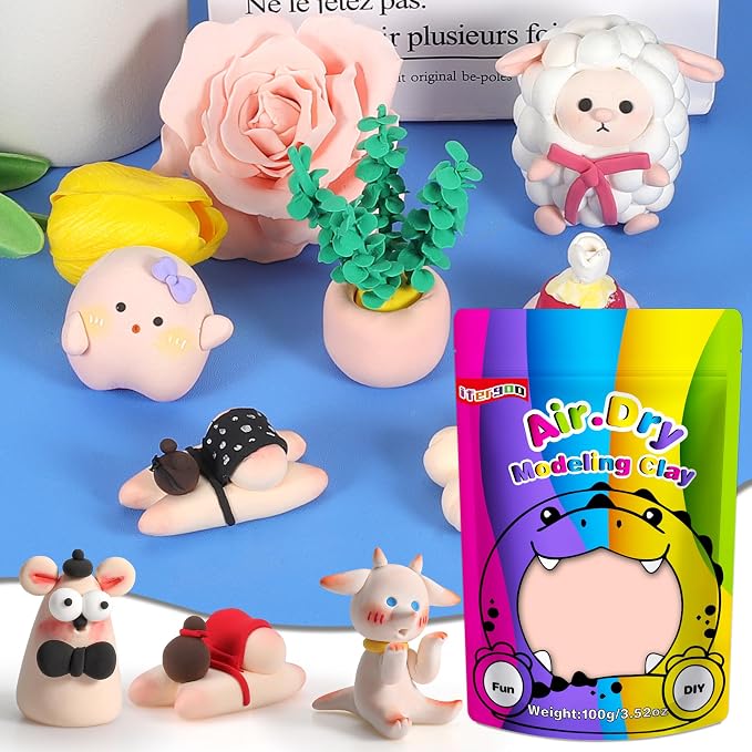 ifergoo Skin Air Dry Clay, DIY Creative Modeling Clay for Kids, Super Light Magic Foam Clay for Kids Age 3-12, Soft, No-Sticky & Non-Toxic, Molding Clay for School Art & Craft Project(Skin/100g/3.5oz)