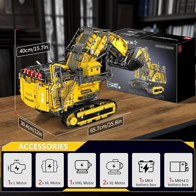 Mould King 17070 App Control Large Excavator Building Kit, RC Diggers Construction Set, Mining Excavator Construction Vehicle Building Blocks for Adults (4767 Pieces)