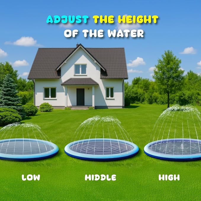 COMMOUDS 97" Splash Pad for Kids and Dogs, Extra Large Sprinkler Pad Non-Slip Thicken Pool Summer Outdoor Water Toys, Backyard Fountain Play Mat for Baby Toddlers Boys Girls Pet