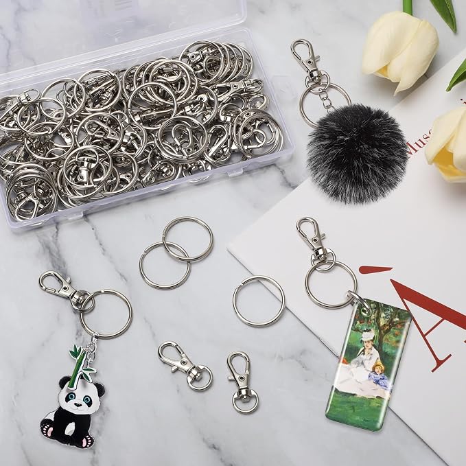 Bonison 94pcs Keychain Making Kit with Lobster Claw Clasps & Key Rings - Keychain Clip with Key Ring Craft Supplies for DIY Keychains, Jewelry & Lanyard Projects