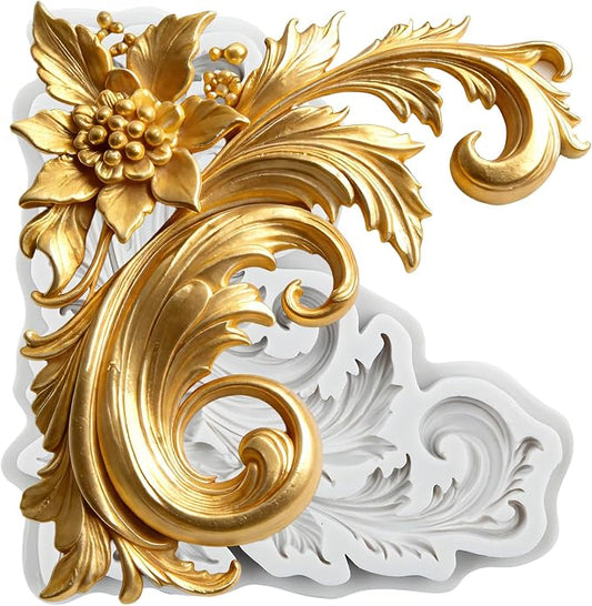 Baroque Scroll Relief Polymer Clay Molds Curlicues Scroll Lace Filigree Silicone Mold for Epoxy Resin Casting DIY Crafts Air Dry Polymer Crafts Supplies Clay Tools