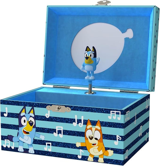 Bluey Jewelry Box for Girls Musical Jewelry Box with Spinning Figurine, Bluey Toys for Kids Ages 3-5 Plays Bluey Theme Song