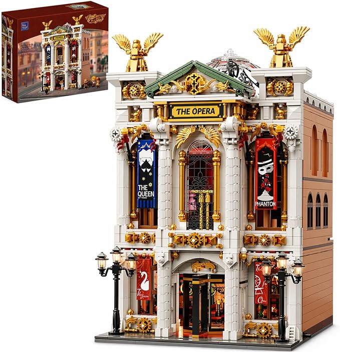 PANTASY Vintage European Grand Theater Building Set-Modular Model with Crystal Chandelier, Transparent Dome&Expandable Street Scenes Retro Collectible Theater Architecture for Adults &Home Décor Gift