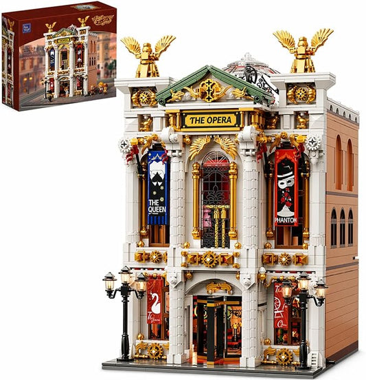 PANTASY Vintage European Grand Theater Building Set-Modular Model with Crystal Chandelier, Transparent Dome&Expandable Street Scenes Retro Collectible Theater Architecture for Adults &Home Décor Gift