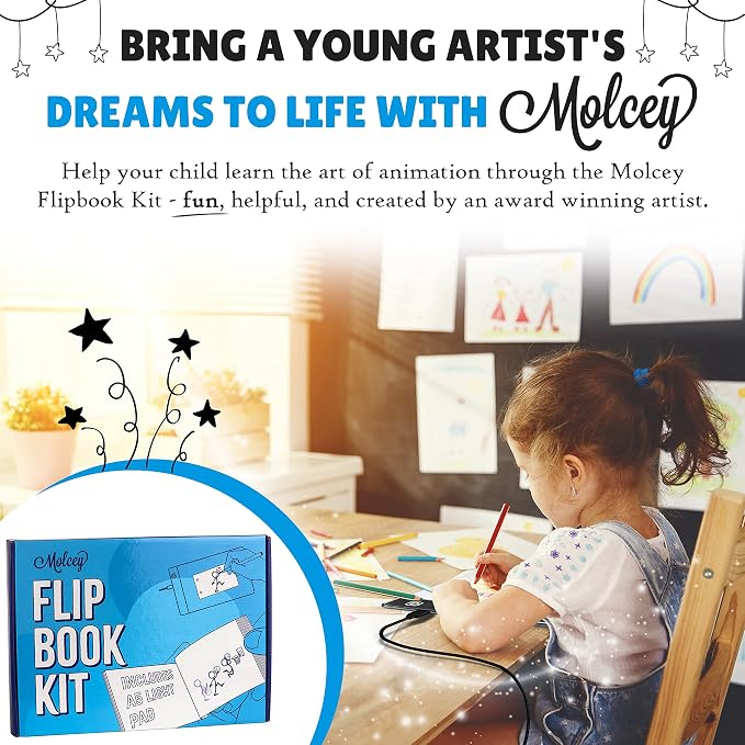 Flip Book Kit with LED Light Pad. Includes 240 Sheets Flip Book Paper with Screws for Drawing and Tracing. Animation Paper/Blank Flip Books for A5 Flipbook Kit for Kids 9-12 6-8. LED Light Box