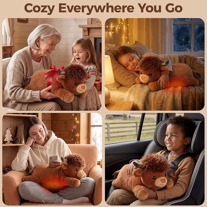 Mewaii Huggwaii Weighted Stuffed Animals with Microwavable Heating Pad - 5 lbs Adjustable, Heatable & Coolable Stuffed Animal for Realistic Hug, Removable Inner Pad, Plush Gifts for Kids (23 Inch)