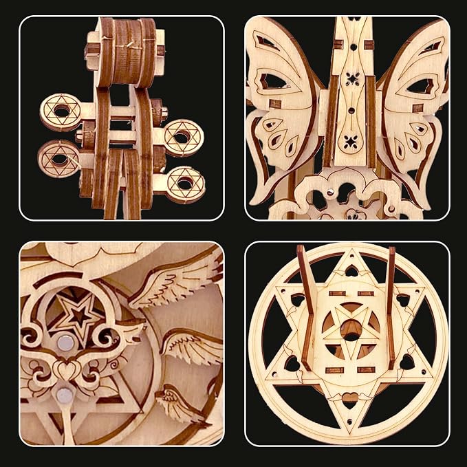 3D Puzzle Wooden Model Kits for Adults - DIY Cello Music Box Mechanical Jigsaw Puzzles Construction Craft Kits for Adult Age 14+ Years Old