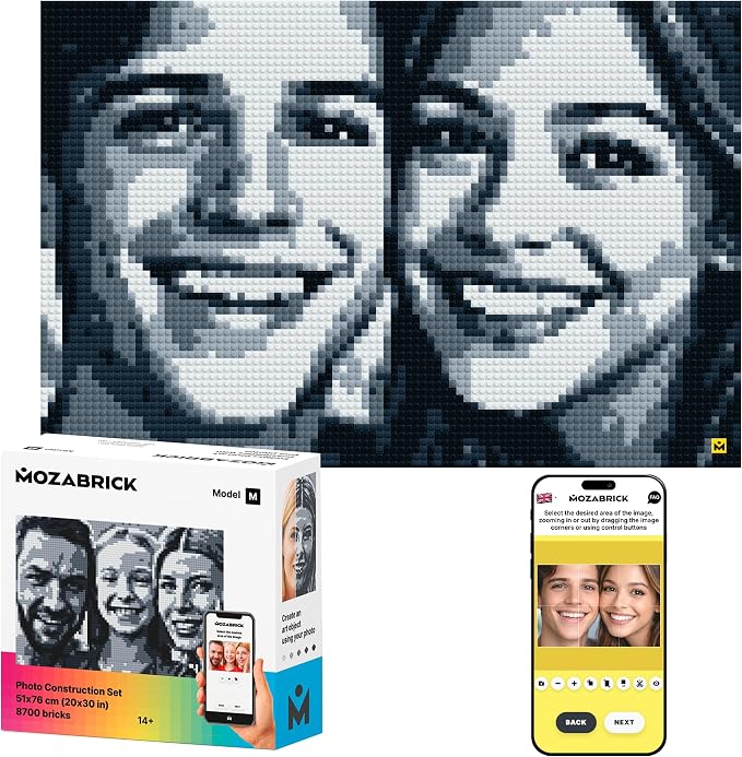 Building Set Model M | Craft Kit for Adults |Custom Photo Mosaic that Turns Any Picture into a Pixel Art Made from Building Blocks | Personalized Wall Art and Original Gift