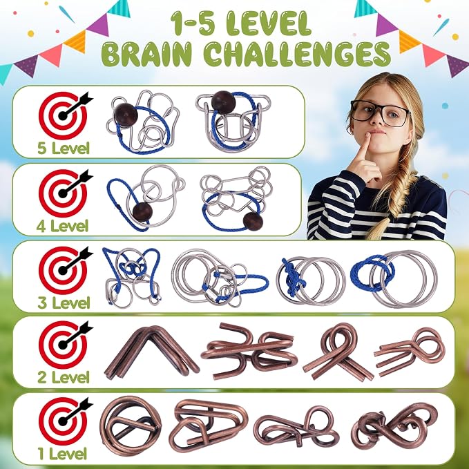 Mytothfy 16 Pcs Brain Teaser Puzzles for Adults Teens - Metal Puzzles 3D Puzzle Game Toys for Adults Teens - Unlock Interlocking Puzzle Adult IQ Education Smart Toys