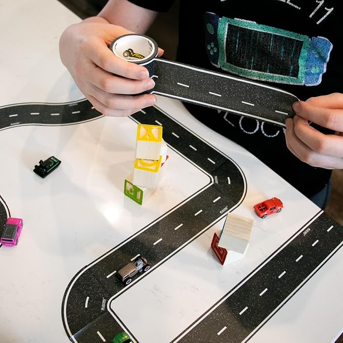 PlayTape - Neighborhood Road Tape for Toy Cars - Sticks to Flat Surfaces, No Residue, 2 in. x 30 ft. Roll