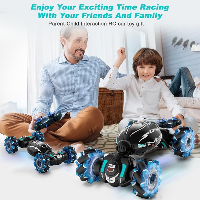 Fosgoit RC Cars, Gesture Sensing Stunt Car Toys for Boys Girls 6-12 Year Old, 2.4Ghz 4WD Hand Remote Control Toy 360° Rotate Transform Off-Road Drift with Lights Music, Birthday Xmas Gifts for Kids