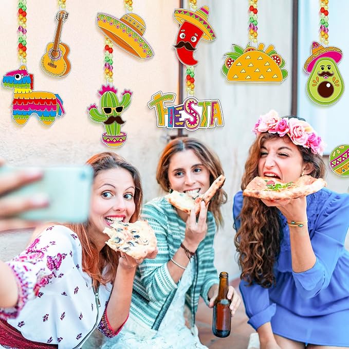 Pasimy 36 Sets Cinco De Mayo Suncatchers Craft Kits Mexican Fiesta DIY Paint Window Hanging Ornaments Decorations Taco Piñata Maracas Classroom Activities Arts Birthday Gifts Mexican Party Favors