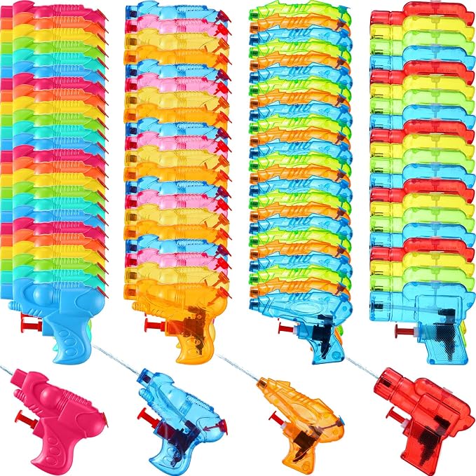 Threan 100 Pack Water Gun for Kids Mini Water Gun Toy Colors Plastic Squirt Pistol Small Fun for Adults Teens Summer Pool Beach Party Favor Outdoor Game Bath Birthday(Cute)